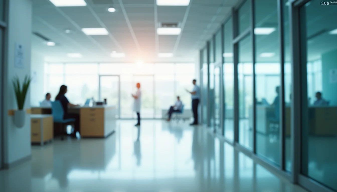 High angle view of modern healthcare office