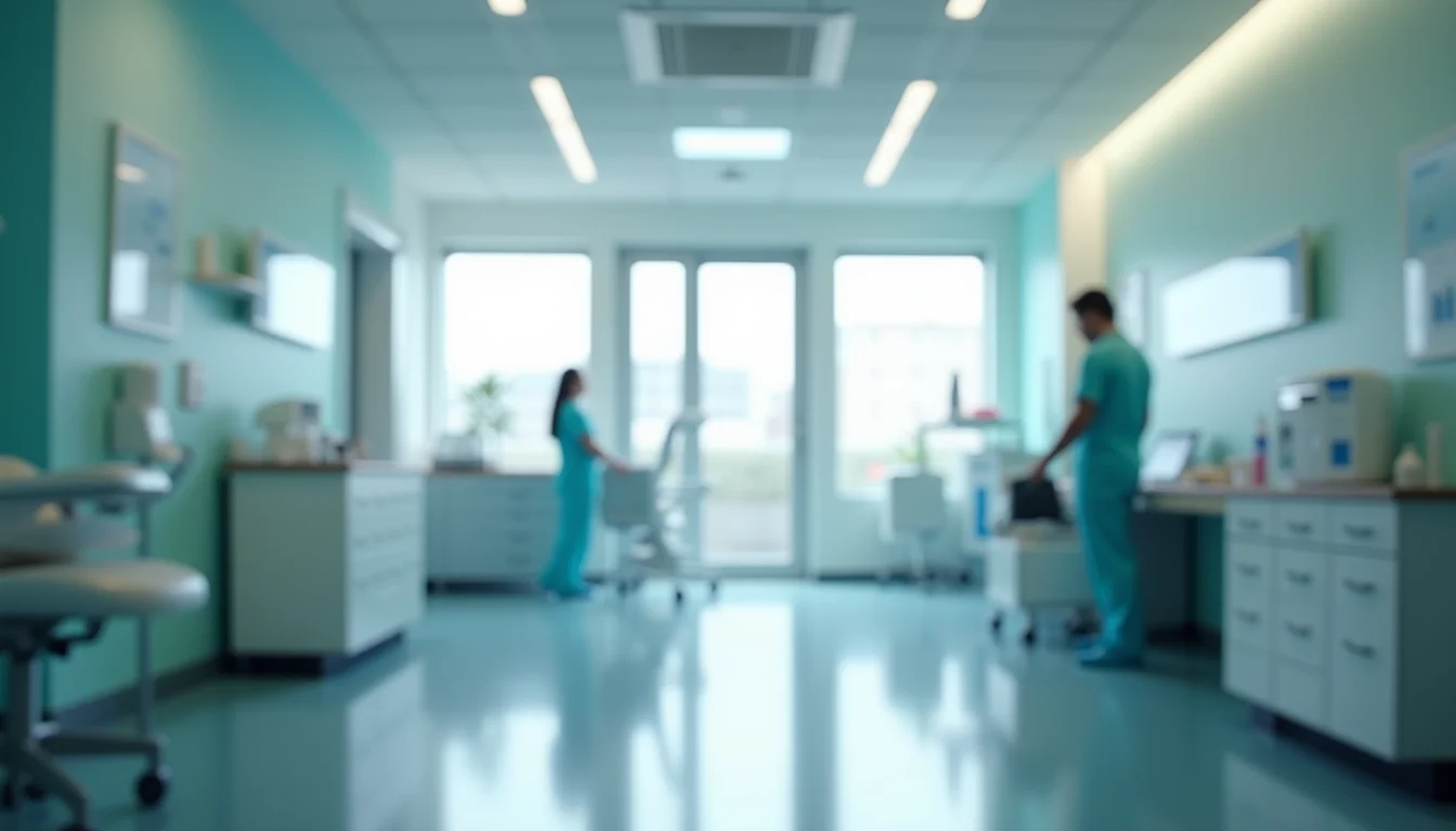 High angle view of a modern clinic setting