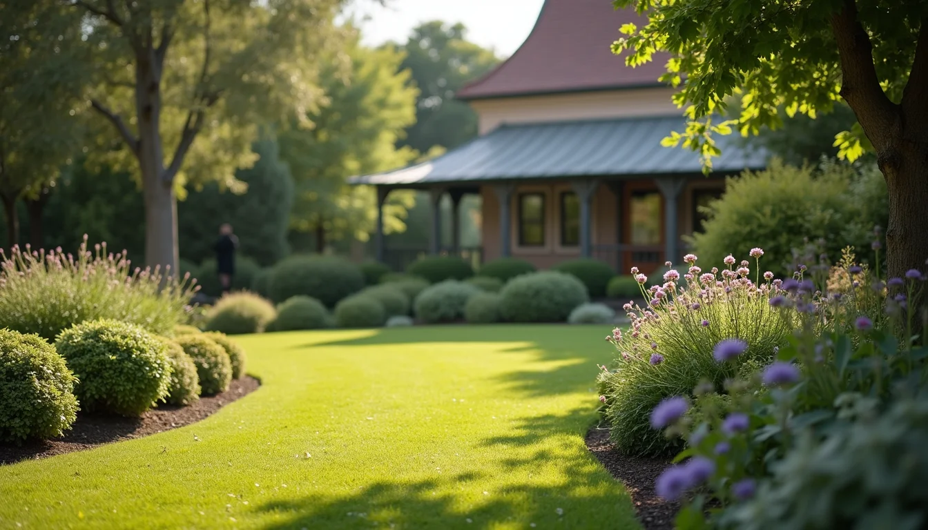 High angle view of a peaceful garden setting