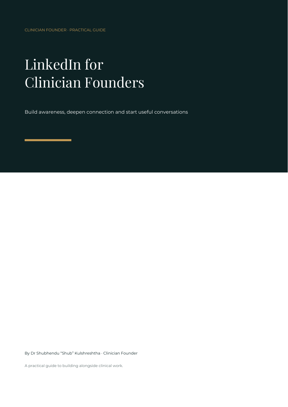 LinkedIn for Clinician Founders: build awareness, deepen connection and start useful conversations
